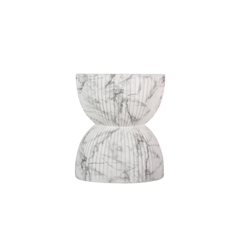 Pedestal End Table, White/Grey