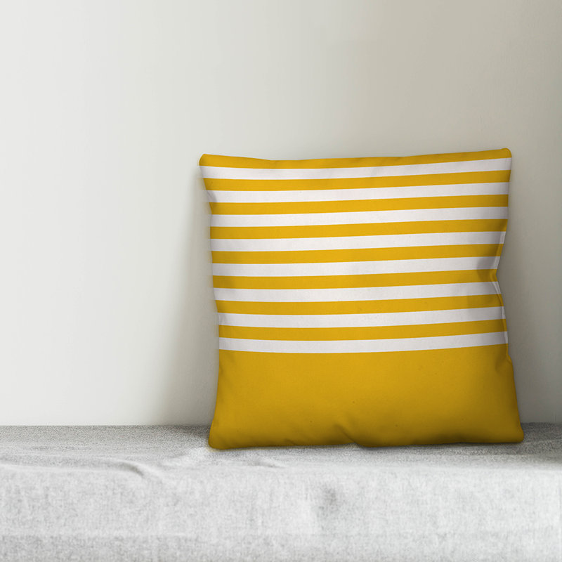  Housse de coussin Block Stripe, 18 po x 18 po, Jaune, Pas de bourre