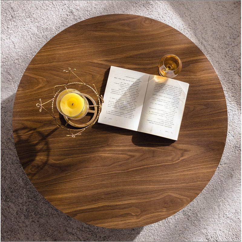 Table basse ronde en bois de 30,51 pouces pour table de salon noyer convenant à la chambre à coucher, au salon et au bureau