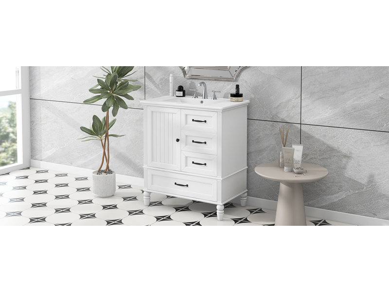 Meuble-lavabo moderne 30 po avec lavabo simple | Idée de cadeau, Blanc