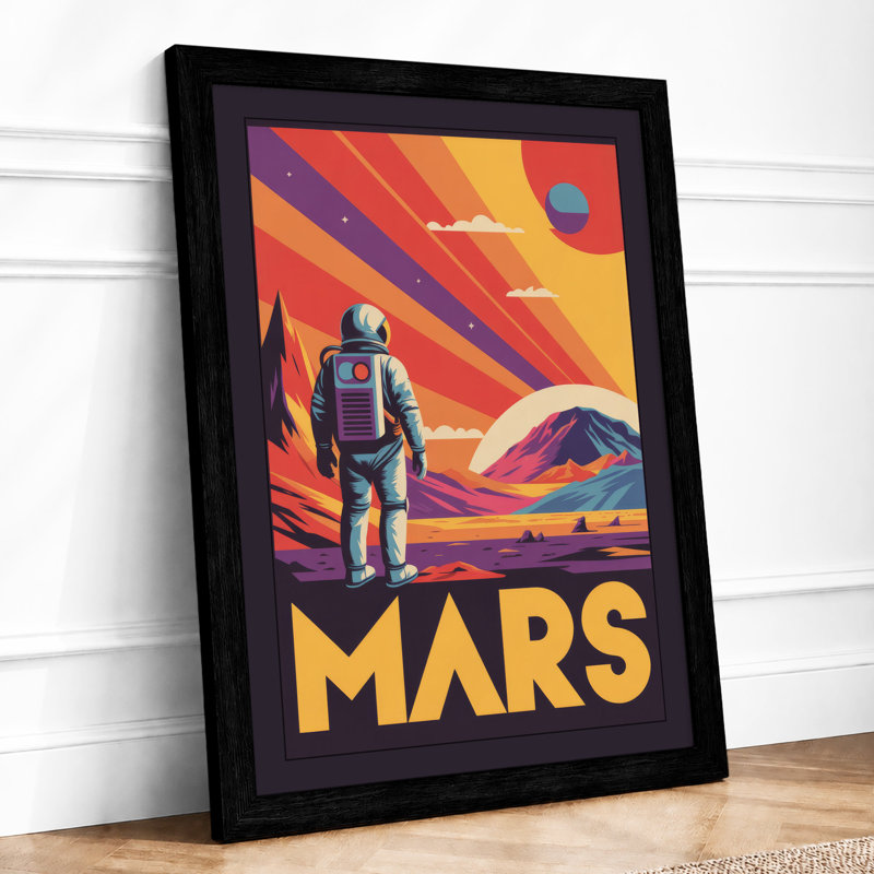 Postcard from Mars Retro - Framed Print, A4 - 29.7 x 21.0 cm, Black