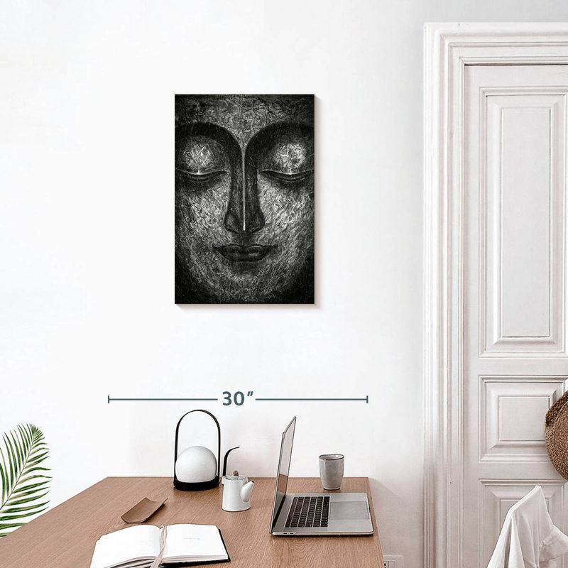 Visage de Bouddha Adella BW, H 24 po x l 16 po