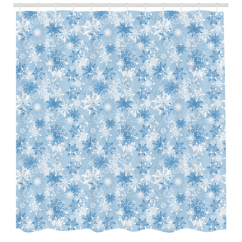 Ensemble de rideau de douche flocon de neige et crochets, H 70 po x l 69 po