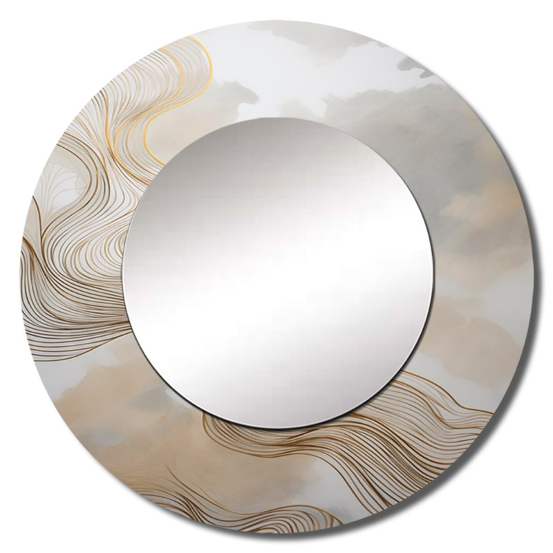 «G», «G», «Lin», Gvidis Linear Expressions V - Line Art Large Mirror, Gold Round, 36 po x 36 po