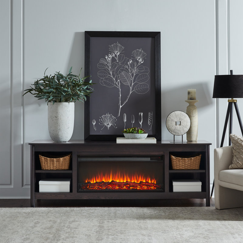 Kells 81" Electric Fireplace TV Stand, Dark Oak