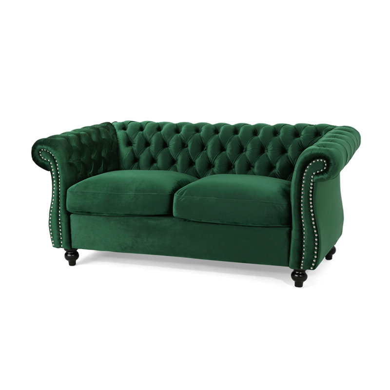 Canapé-causeuse, Green, Green Velvet, 61.75" W