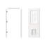 Porte d'entrée extérieure en bois massif blanc calme avec porte transparente pour chien en verre transparent 9-Lite et cadre magnétique ajustable, options gauche / droite-122532592-122260913