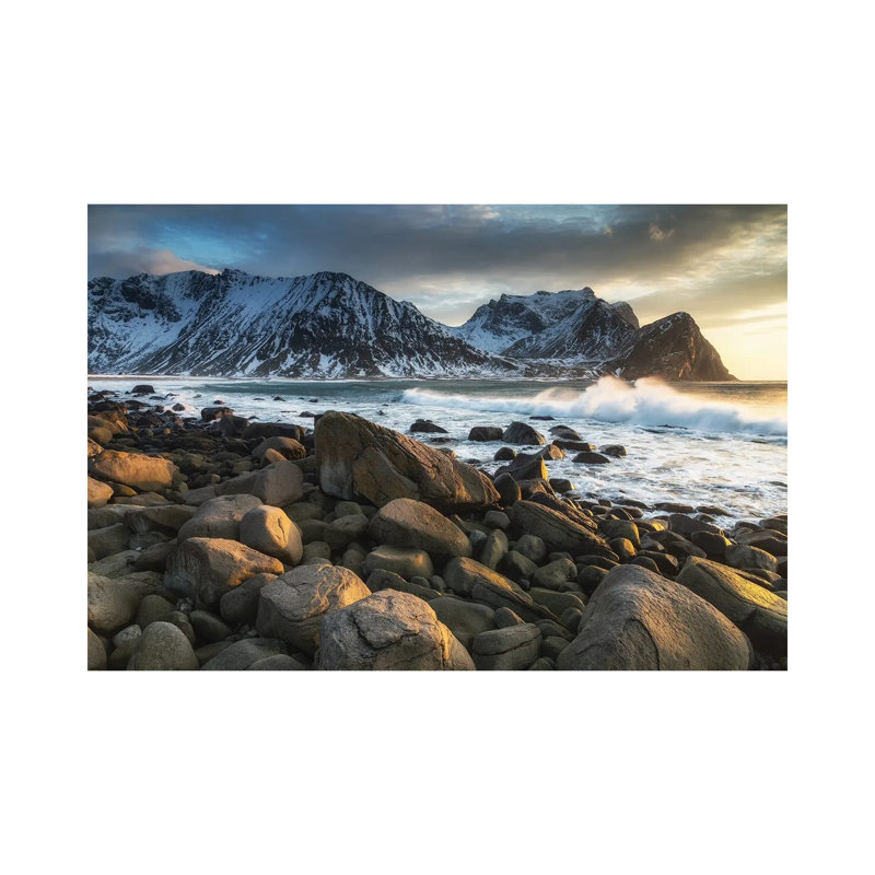 Unstad Beach, Lofoten In Norway - Wrapped Canvas Painting, 20.32 cm H x 30.48 cm W