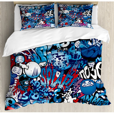 Charleen Multicolour Microfibre 350 TC American Traditional Duvet Cover Set