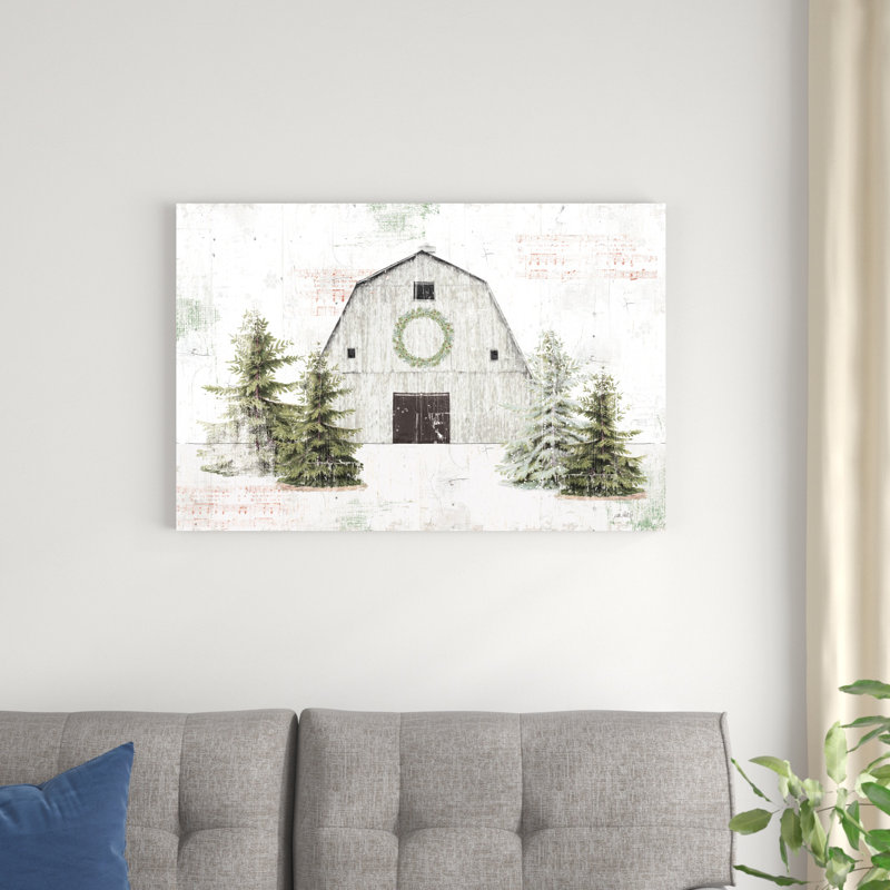 Wooded Holiday I Barn, H 24 po x l 36 po x P 1,25 po, Toile tendue, Non