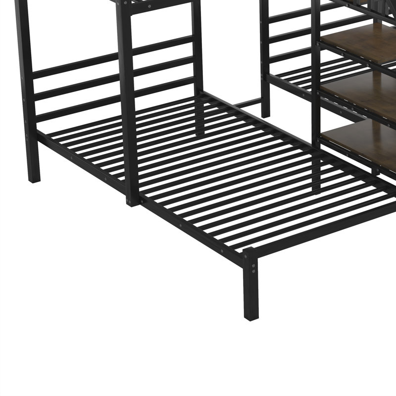 Graidy Kids Twin Over Twin & Twin Bunk Bed, Black