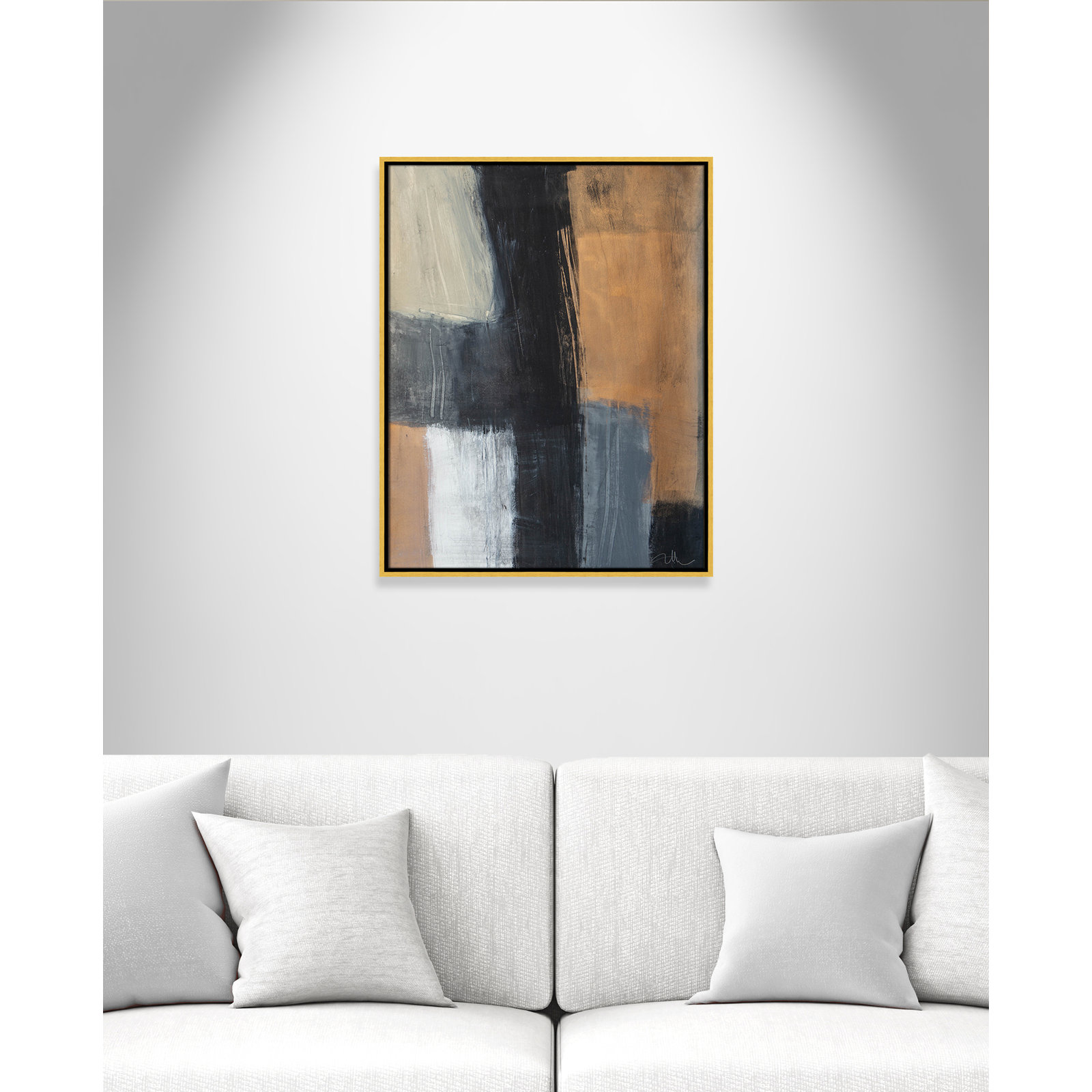 Calderon "Metallic Slate II" Print, Gold Floater Framed, No Mat, 29.5" H x 23.5" W x 2" D