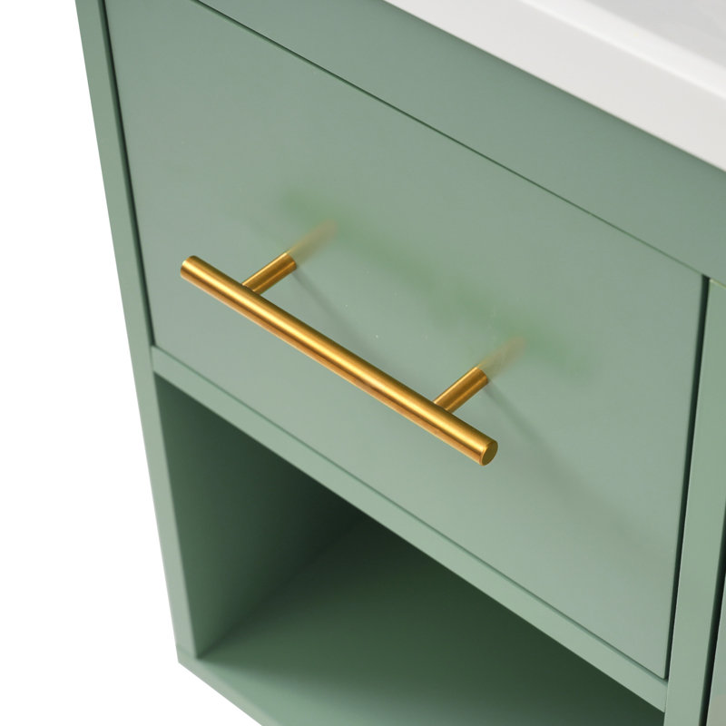 36'' Green MDF Freestanding Bathroom Vanity with Resin Sink