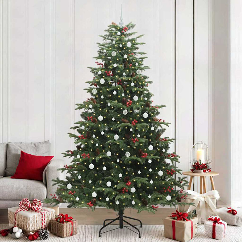 Artificial Christmas Tree with LEDs with Stand Green, 7.87 ft