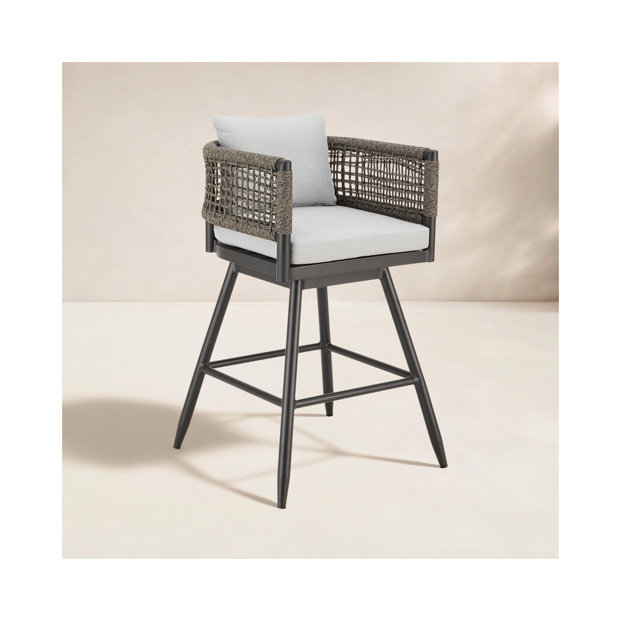 Haimes Metal Outdoor Bar Stool with Cushion, 26"