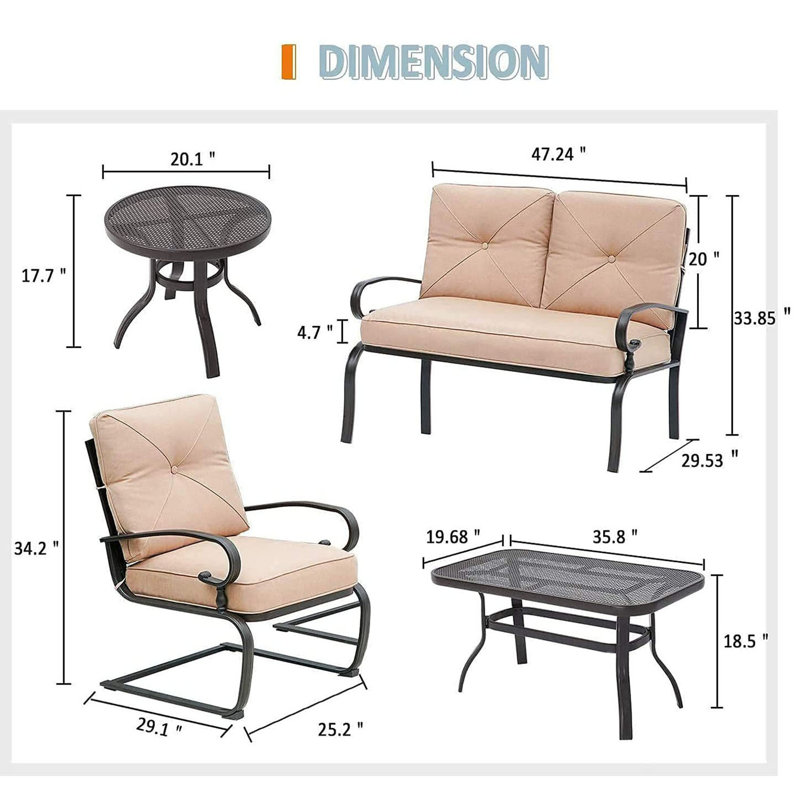 Alekto 4 - Person Patio Conversation Set with Cushions, Light Brown