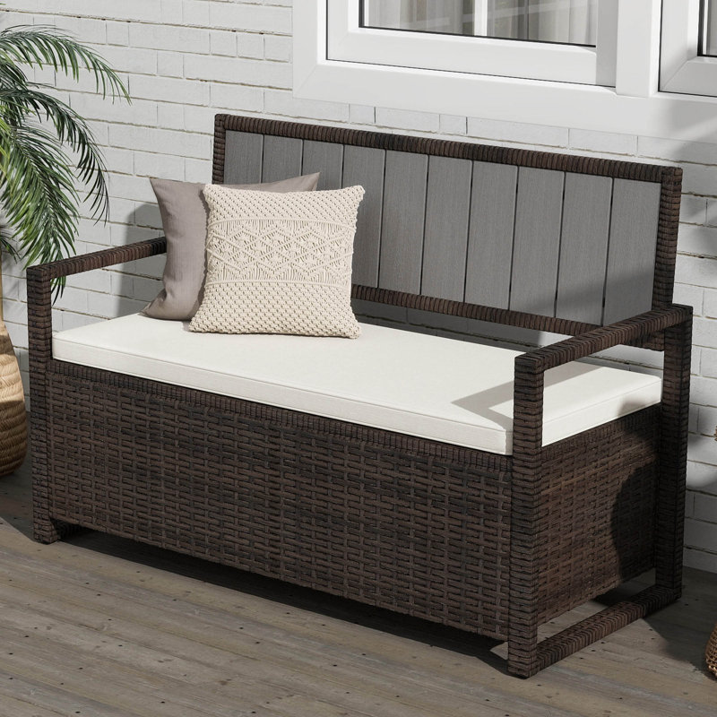 Banc de rangement extérieur 70 gallons Balconera, Brun foncé