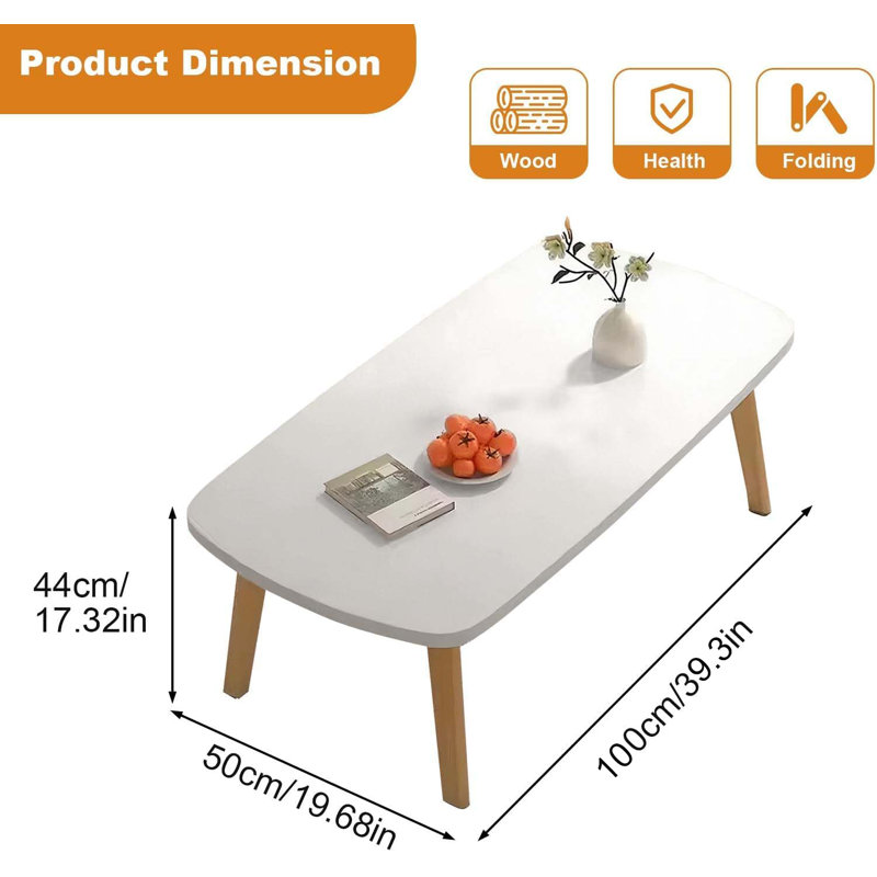 100cm Folding Table, White/Natural