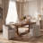Upholstered Dining Armchair with Solid Pine Wood Frame and Caster Wheels