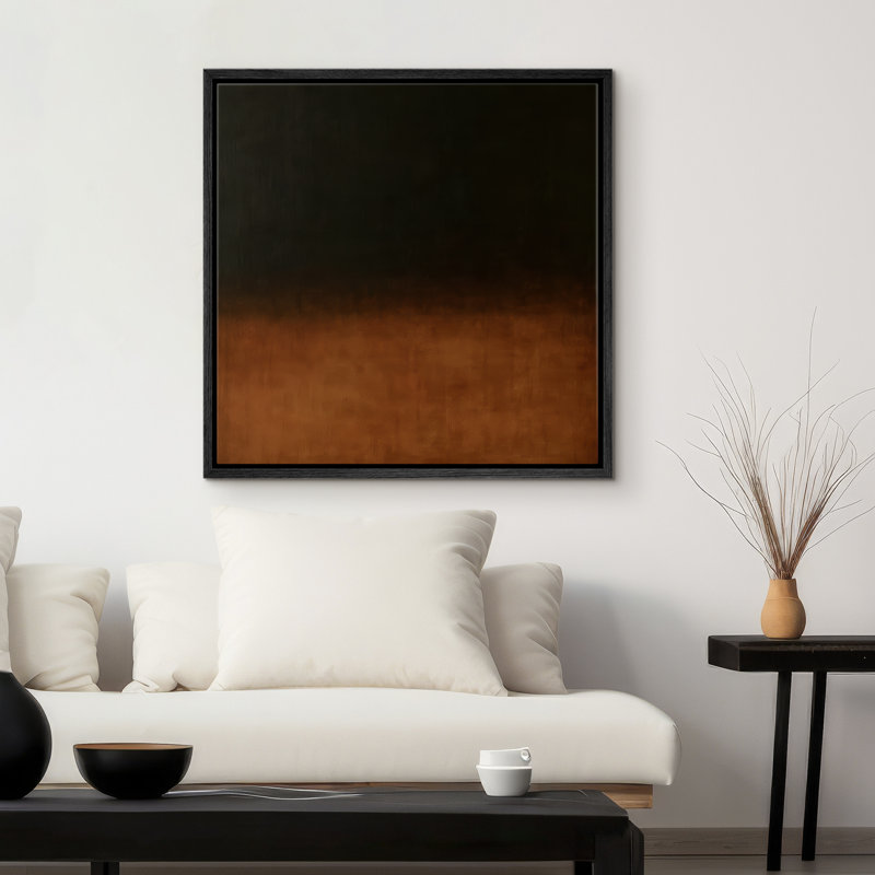 Reproduction de paysage abstrait encadrée d'art mural sur toile pour un décor moderne, Noir, H 16 po x l 16 po