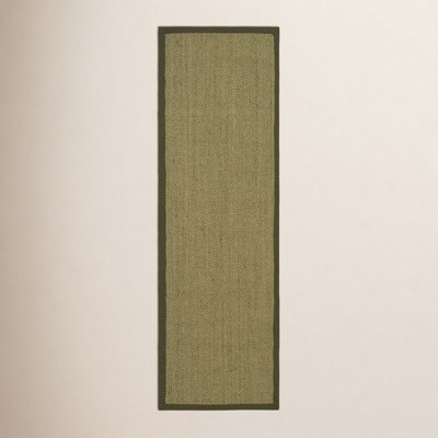 Beige Green Floral Jute Rug