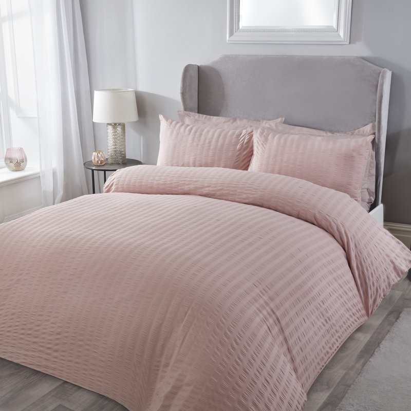 Lederer Polyester Solid Colour Duvet Cover Set with Pillowcases Included, King - 2 Standard Pillowcases, Blush