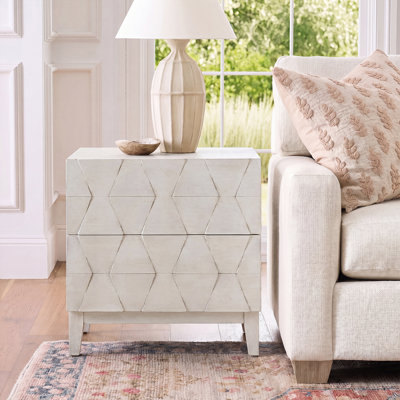 Isabele Midcentury Modern 26''W 2-Drawer End Table with Charging Station and Solid Wood Legs
