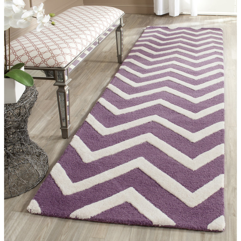 Sanyla Hand Tufted Wool Chevron Rug, Runner 2'6" x 8'