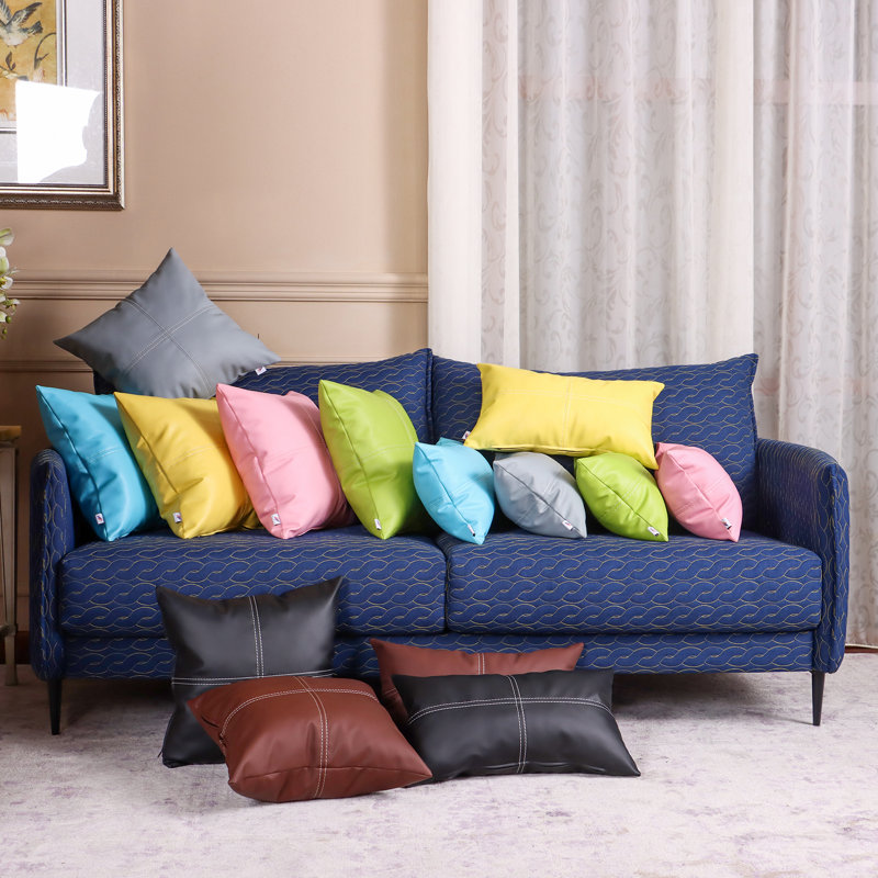 Housse de coussin en similicuir, Bleu