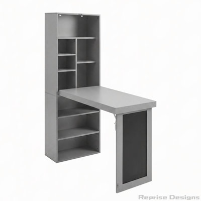 Wall-Mounted Folding Desk with Storage