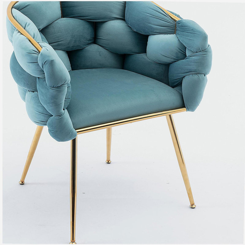 Fauteuil de chambre à coucher de luxe en velours minimaliste moderne et luxueux, 1, Bleu