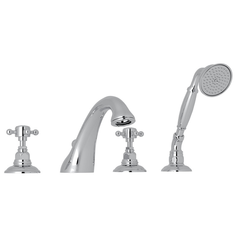 Viaggio 4-Hole Deck Mount Tub Filler, Polished Chrome