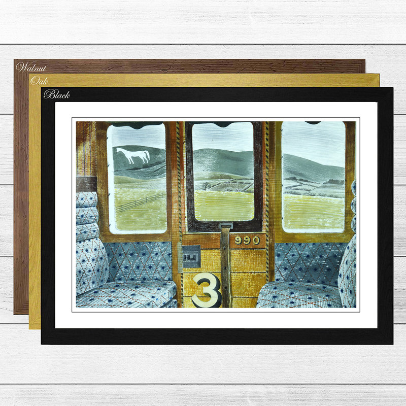 Train Landscape by Eric Ravilious - Framed Print, Black