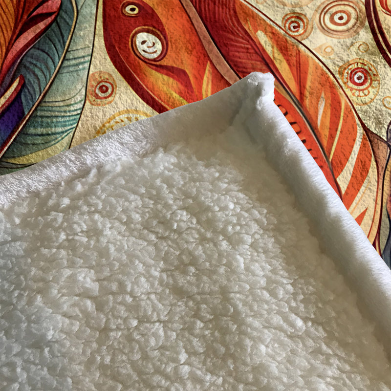 Throw Blanket, 68" W x 80" L, Paisley/Abstract, Orange/Blue