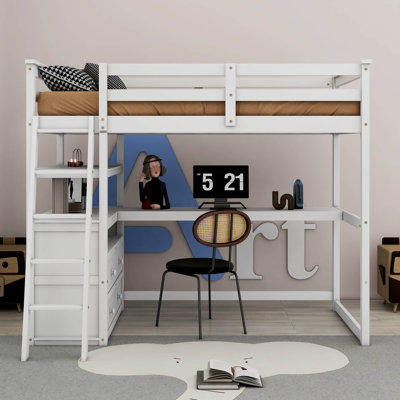 Evo 2 Drawer Loft Bed with Built-in Desk and Shelves