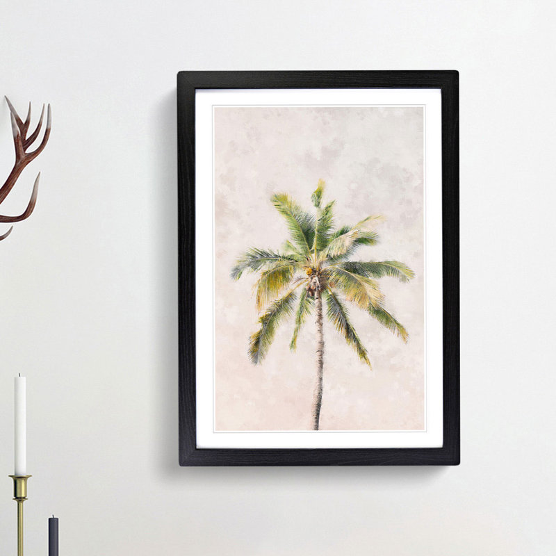 Cuban Palm Tree - Picture Frame Painting Print, 45cm H x 33cm W x 2cm D, Black Framed