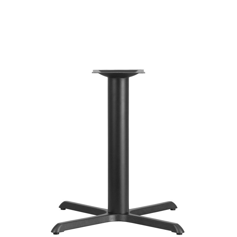 Table de restaurant Beverly avec base en X et colonne de 3 po de hauteur, 33 po x 33 po, Noir