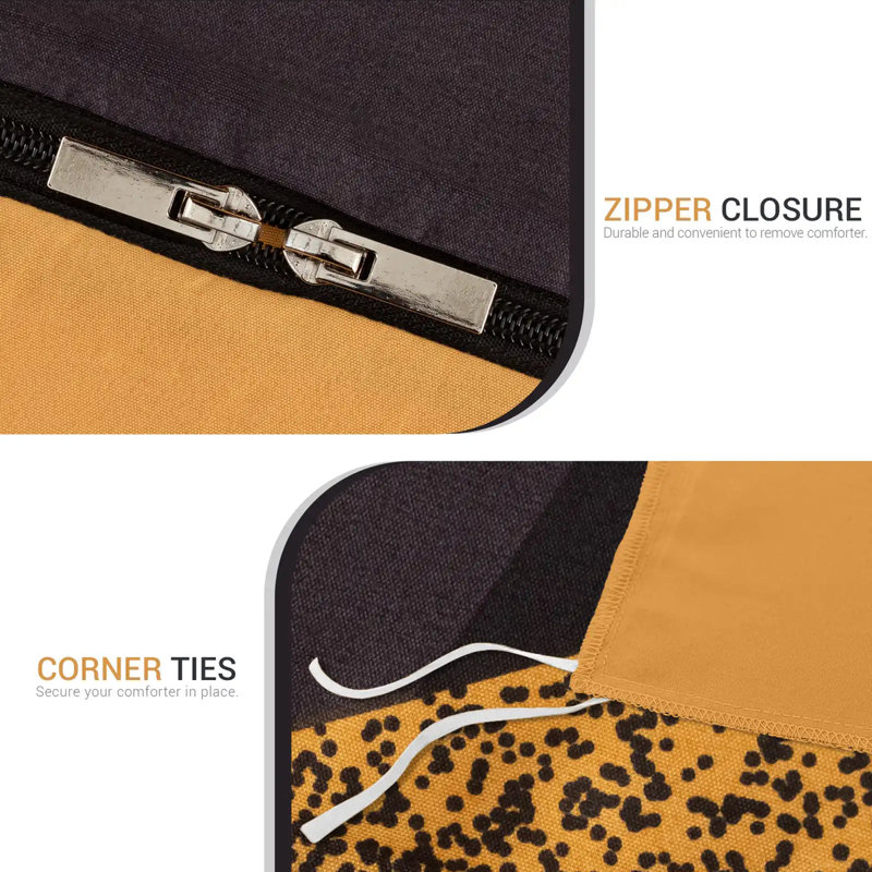 Premium Reversible Duvet Cover Set with Zipper Closure and Corner Ties, Super King Duvet Cover + 2 Standard Pillowcases