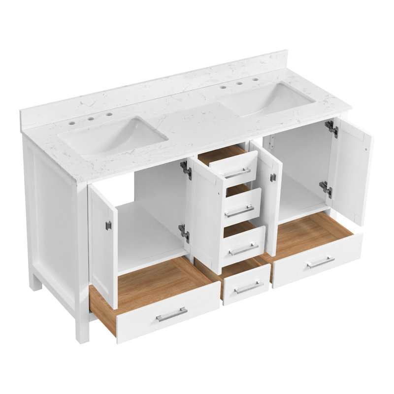Ensemble de meuble-lavabo double 60 po avec lavabo, 60"