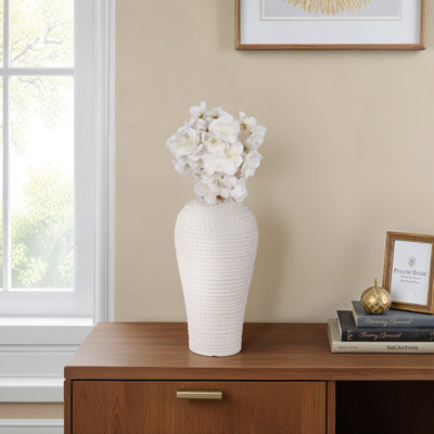 Vase texturé - Vase à fleurs moderne pour décoration de table, tablette ou manteau de cheminée, céramique