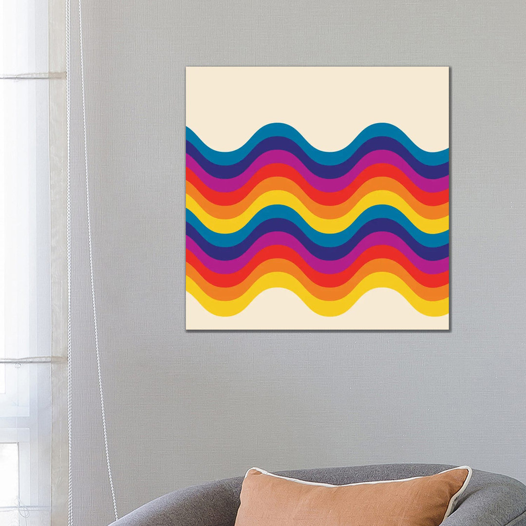 Wavy Retro Rainbow von Show Me Mars - Galerie-verpackte Leinwand Giclée