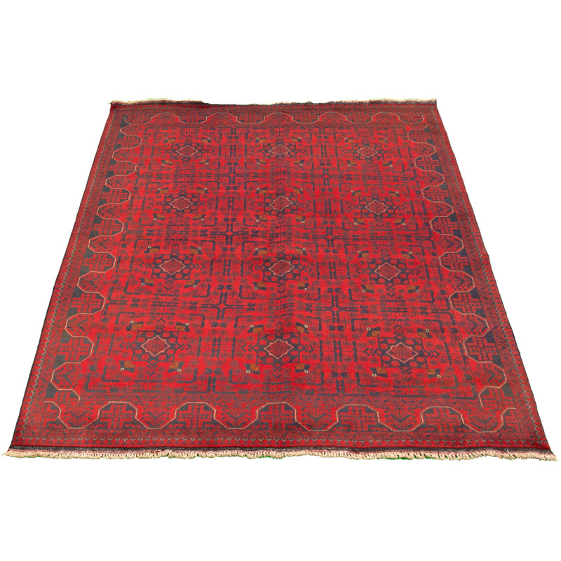 Tapis de zone en laine rouge 5 pi 10 po x 7 pi 8 po à la main one-of-kind-noué la 2010s esari turque Allaina