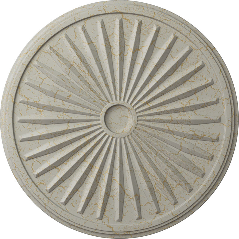 Médaillon de plafond de 33 1/8 po x 3 1/2 po x P 1 3/8 po (convient aux auvents jusqu'à 5 po), Pot de crème craquelé