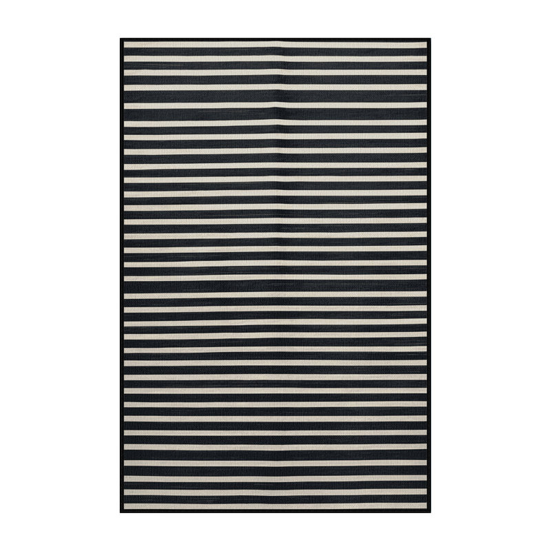 Washable Dark Slate White Striped Area Rug, Runner 2' x 4'