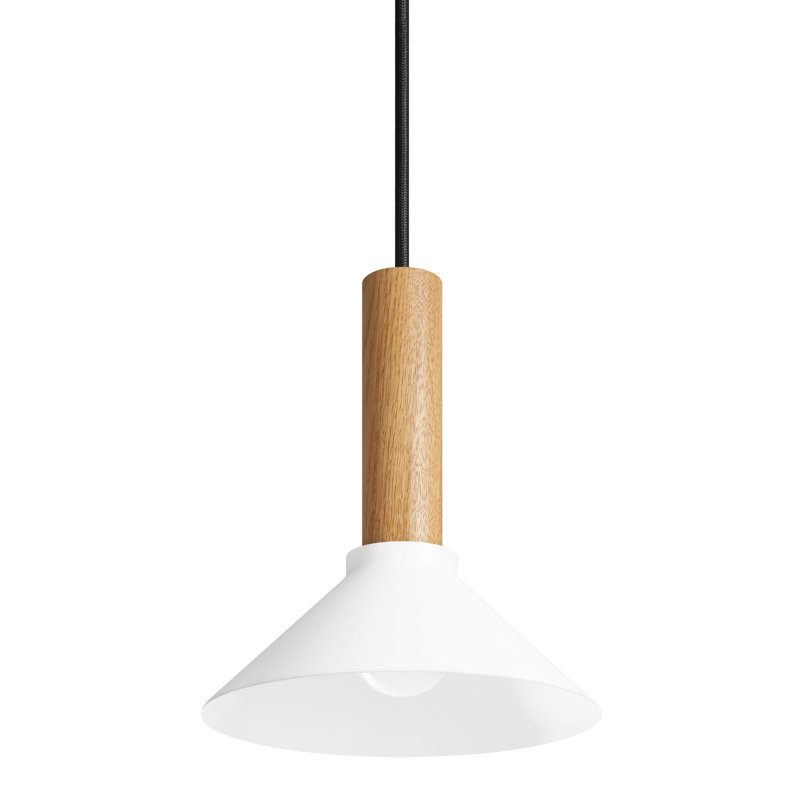 Emblem 1 - Light Pendant, White, White Oak, 9" H x 18" W x 18" D
