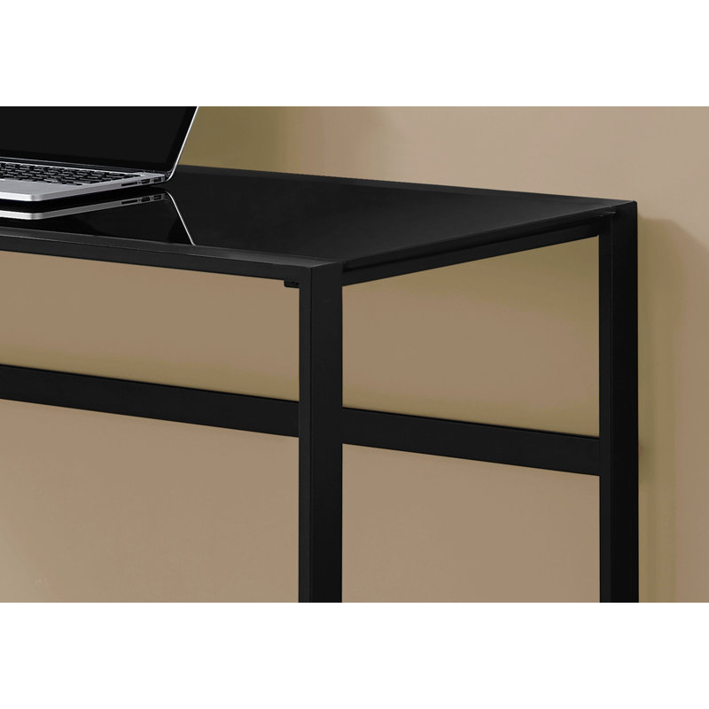 Bureau d'ordinateur, bureau personnel, ordinateur portable, L 48 po, travail, verre trempé, métal, contemporain, moderne
