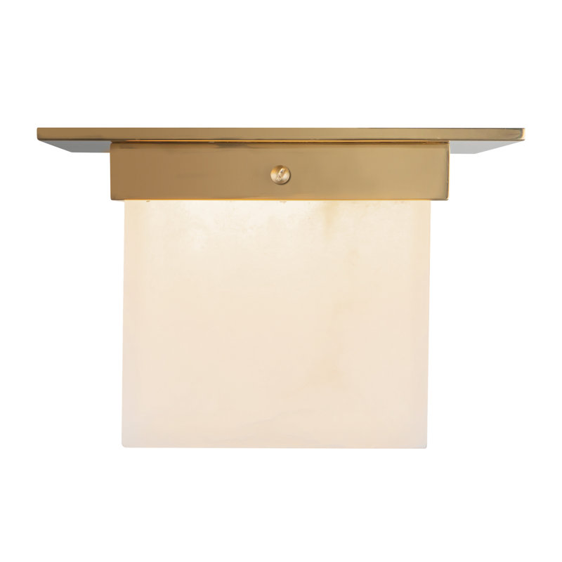 Mineral 8-in Brass Flush Mount, Alabaster, Brass