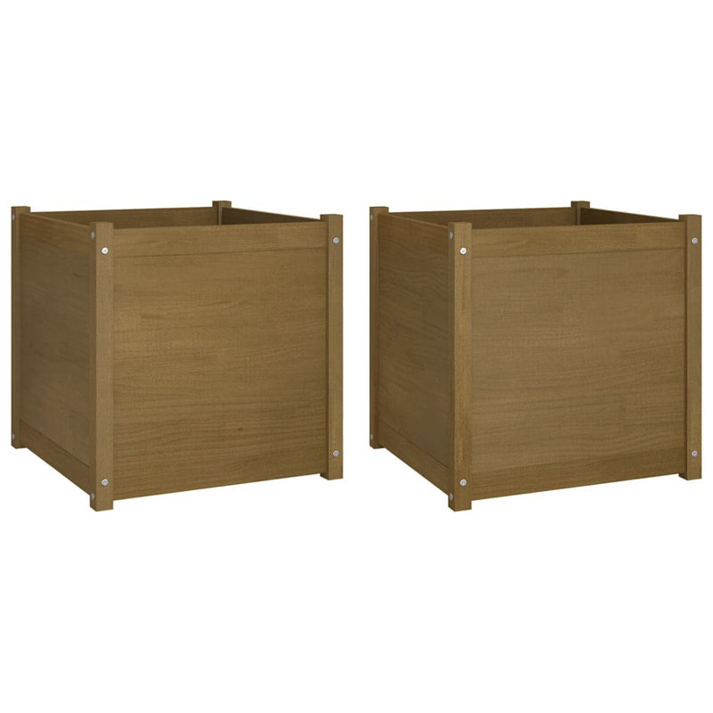 Boîte à fleurs en bois pour l'extérieur, H 23,6 po x l 23,6 po x P 23,6 po, Brun miel, 2
