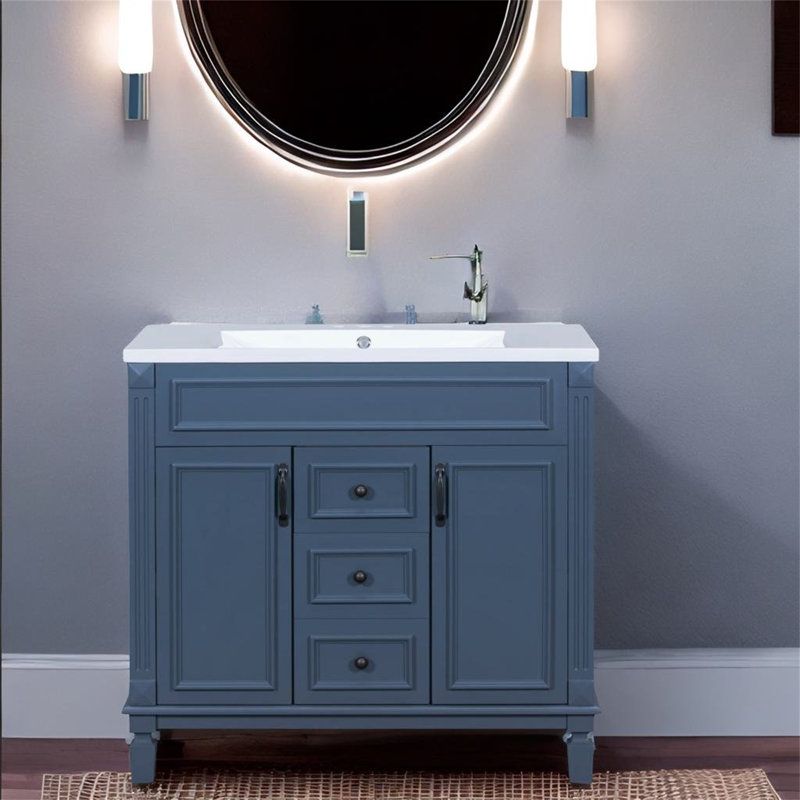 Base de meuble-lavabo simple 35,9 po seulement en bleu