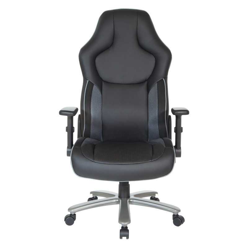 Inbox Zero Juleigh Adjustable Ergonomic Faux Leather Swiveling PC & Racing Game Chair in Black